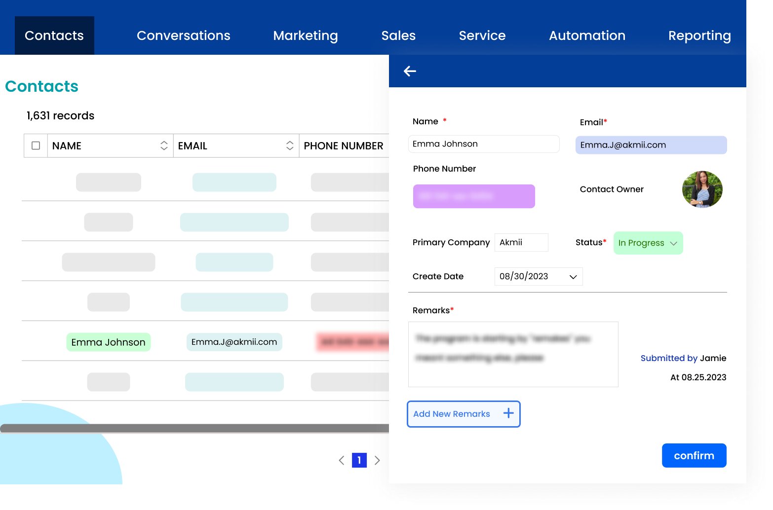Sales team collaboration sales management screen